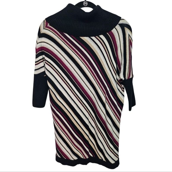 White House Black Market Cowl Neck Metallic Gold Burgundy Wool Blend Sweater XS - Picture 2 of 11